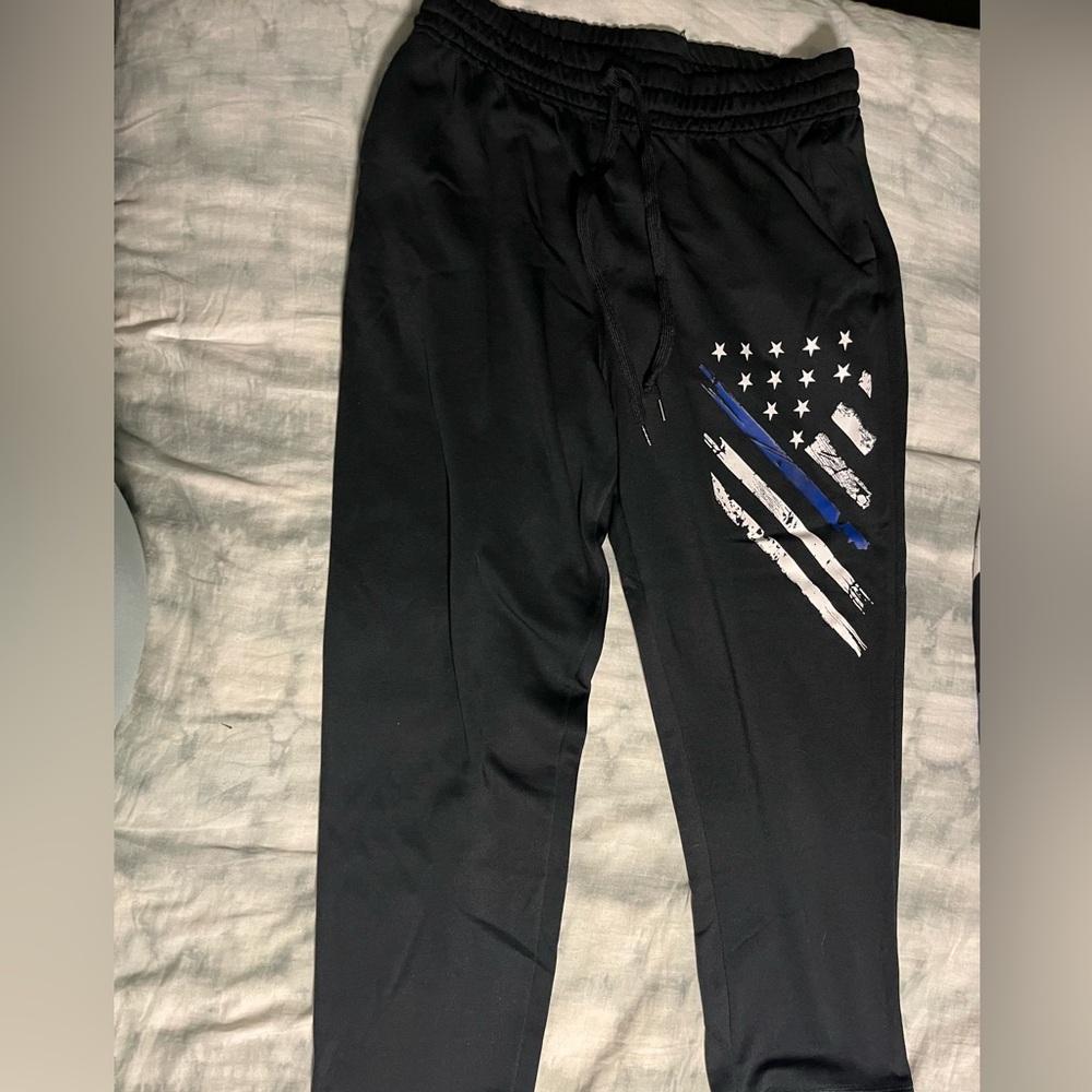 Blue Line in Flag Drawstring Sweatpants - size medium